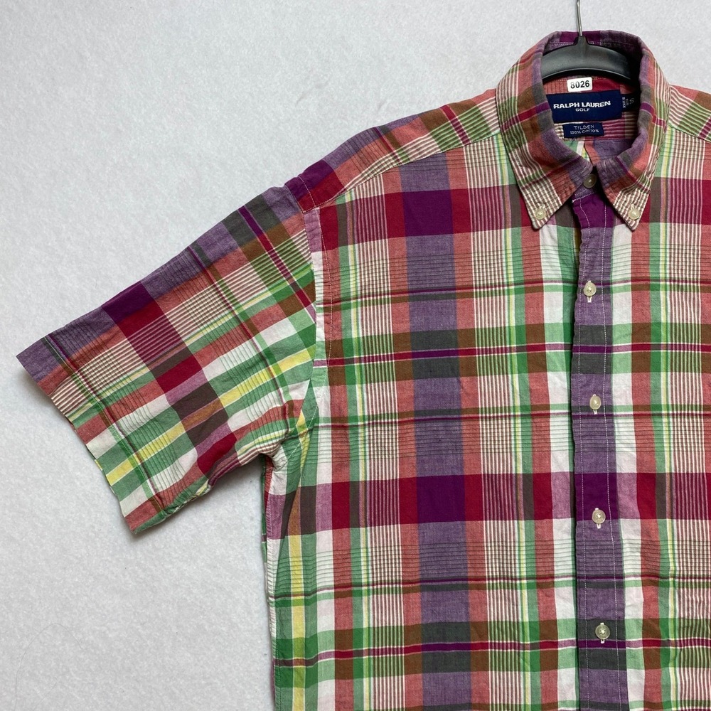 Ralph Lauren Shirt Mens Size Small Red Green Short Sleeve Button Down Golf - Picture 5 of 7